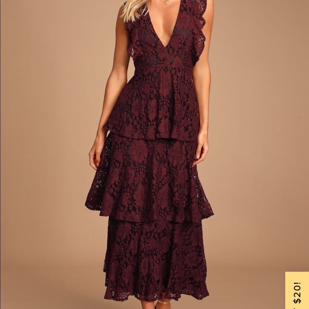 Lulus Molinetto Burgundy Dress